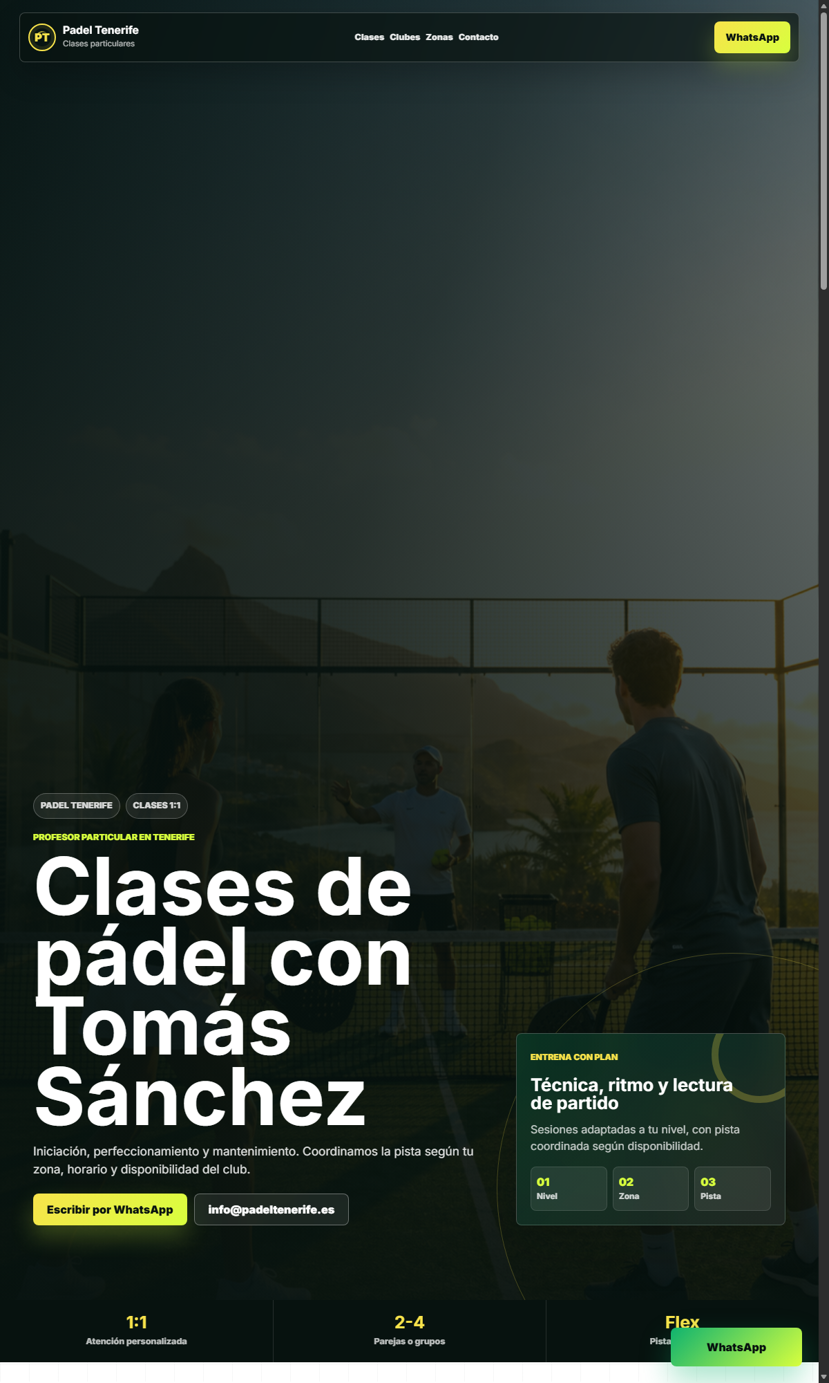 Captura web padeltenerife.es